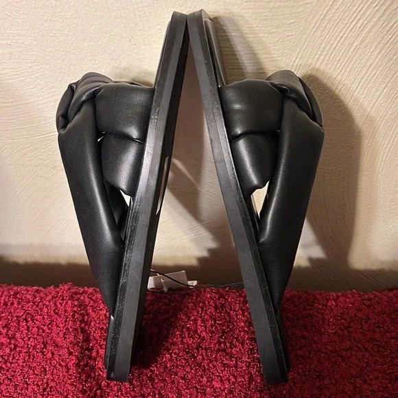 H&M Womens Slides Sandals Black Knot Front Slip Ons 9.5 - Picture 6 of 8